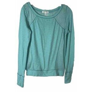 M Aeropostale Green Woman Top Crew Neck Long Sleeve Cotton/Nylon/Spandex